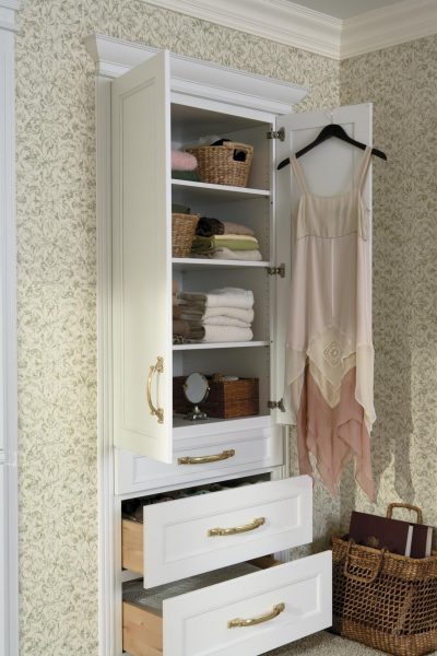 Built-in Tall Cabinet with Shelves and Drawers